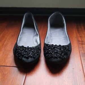 Black Floral Women's Flats